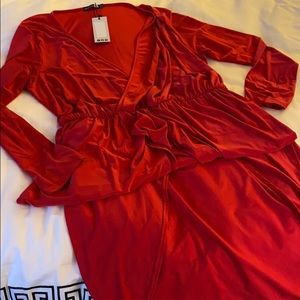 NWT sexy wrap-front red maxi